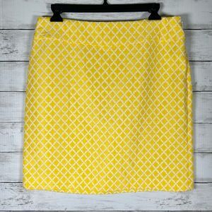 Ann Taylor A-line Lined Skirt Spring Summer Yellow Jacquard Women's Sz 8